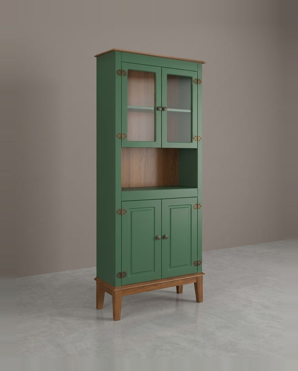 Estante de Madeira Maciça 4 portas Verde/Amêndoa