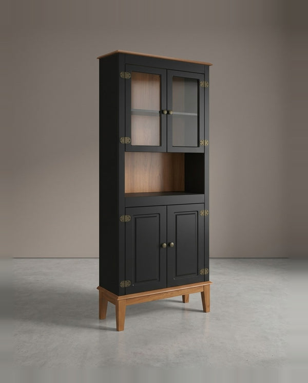 Estante de Madeira Maciça 4 portas Preto/Amêndoa