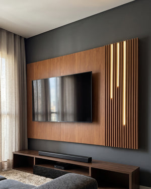 Painel Arezzo Ripado Com Led Cascata