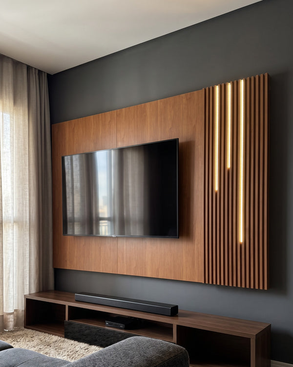 Painel Arezzo Ripado Com Led Cascata
