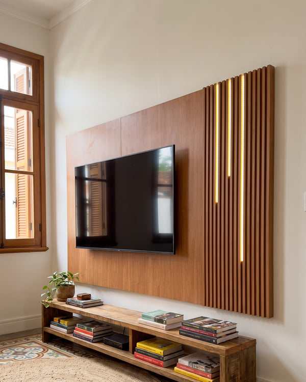 Painel Arezzo Ripado Com Led Cascata