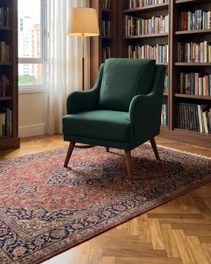 Poltrona Arezo Estofada Verde Com Tachas
