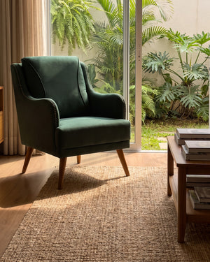 Poltrona Arezo Estofada Verde Com Tachas
