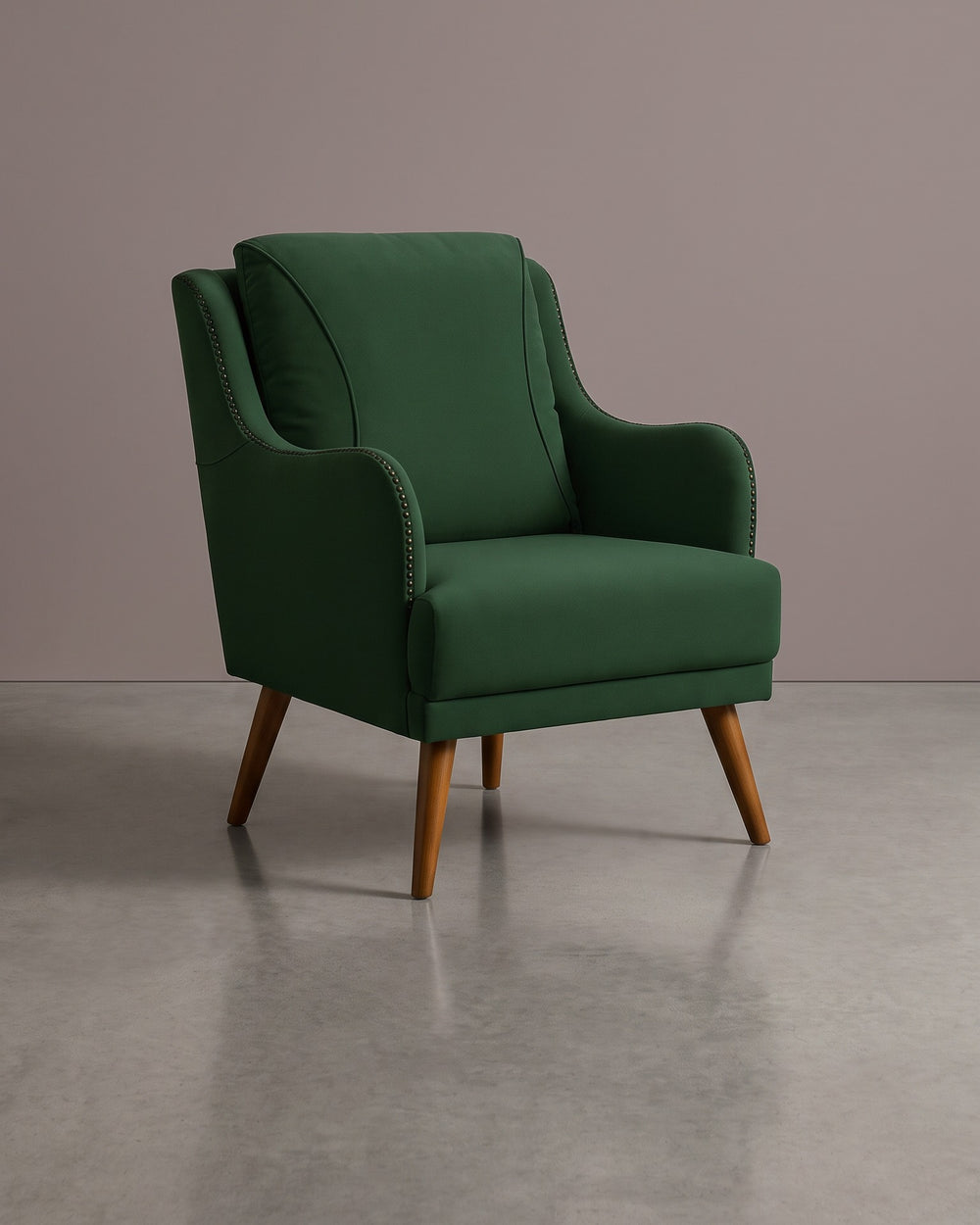 Poltrona Arezo Estofada Verde Com Tachas
