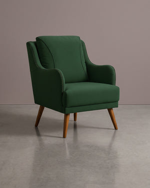 Poltrona Arezo Estofada Verde Com Tachas