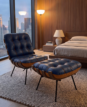 Poltrona Costela Com Puff - ambiente - Blue Bicolor