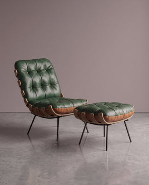 Poltrona Costela Com Puff - Green Bicolor