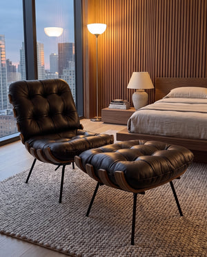 Poltrona Costela Com Puff - ambiente - Preto