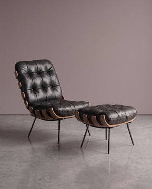 Poltrona Costela Com Puff - Preto