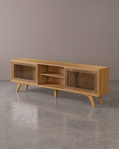 Rack Vitrum Naturalle 2 Portas De Vidro Com Nicho