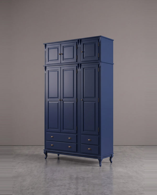 Roupeiro 3 Portas com Maleiro Hanover - Laca Azul