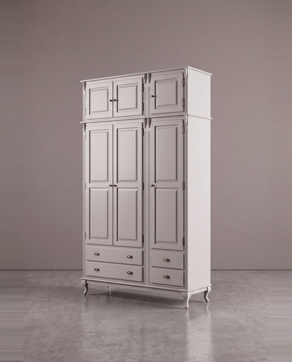 Roupeiro 3 Portas com Maleiro Hanover - Laca Cinza