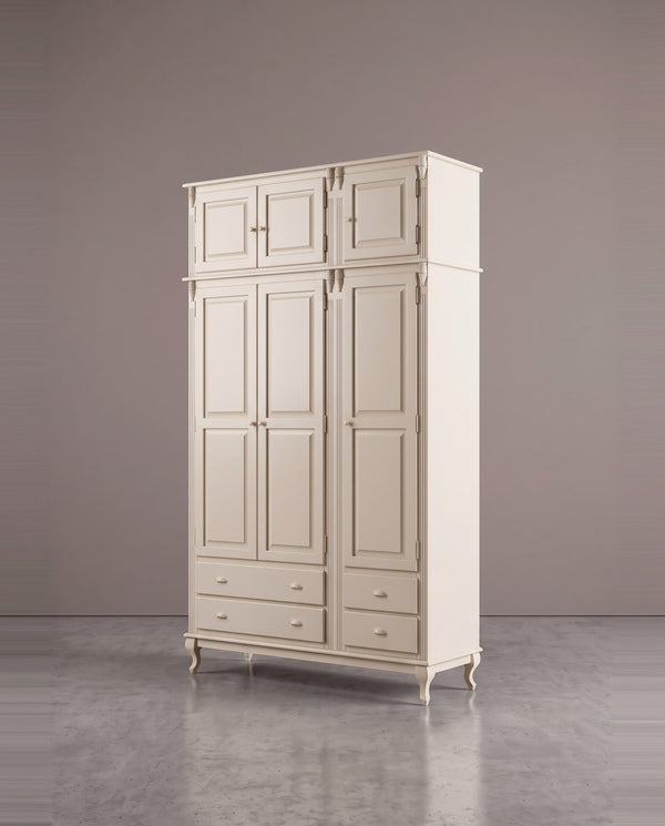 Roupeiro 3 Portas com Maleiro Hanover - Laca Off White