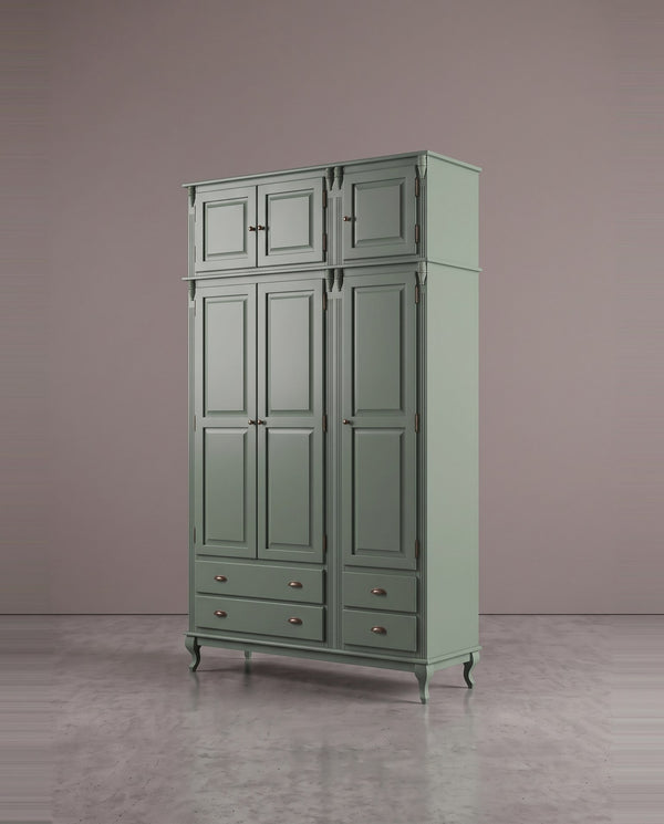 Roupeiro 3 Portas com Maleiro Hanover - Laca Verde