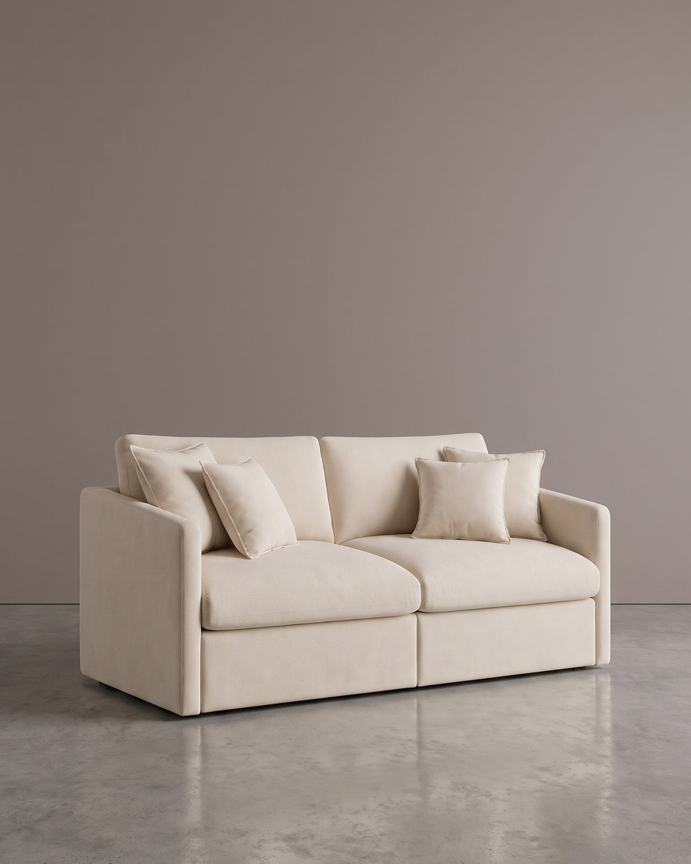 Sofá Cristal 3 Lugares Off White Com Almofadas