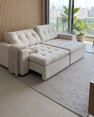 Sofá Florença Retrátil e Reclinável Off White