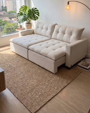 Sofá Florença Retrátil e Reclinável Off White