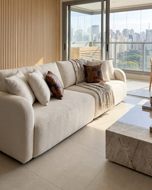 Sofá Living Vip Off White Com Braços Arredondados