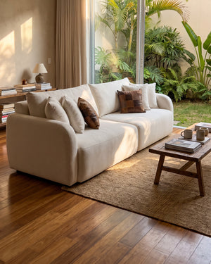 Sofá Living Vip Off White Com Braços Arredondados