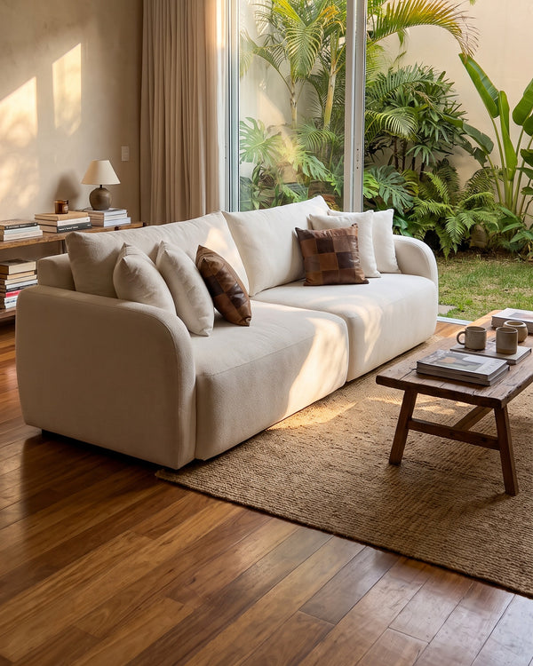 Sofá Living Vip Off White Com Braços Arredondados