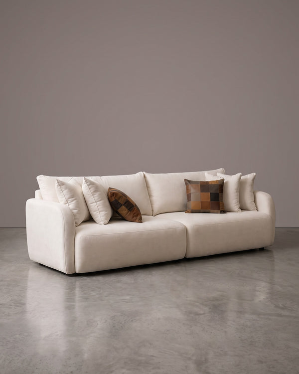 Sofá Living Vip Off White Com Braços Arredondados