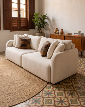 Sofá Living Vip Off White Com Braços Arredondados