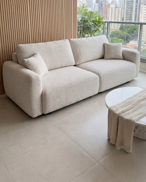 Sofá Vip Modular Off White Com Braços Largos
