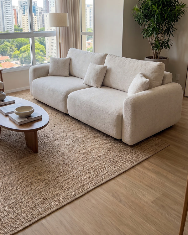 Sofá Vip Modular Off White Com Braços Largos